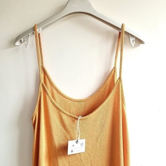 Zara Ribbed Slip Spaghetti Strap Orange Midi Dress New With Tag Size Medium - Picture 8 of 11